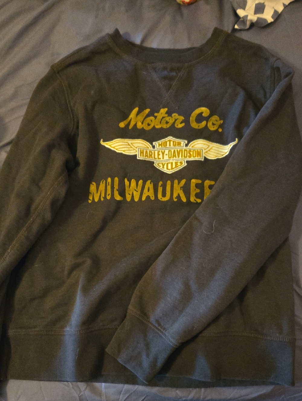 Harley-Davidson Black Crewneck Sweatshirt with Yellow Graphic